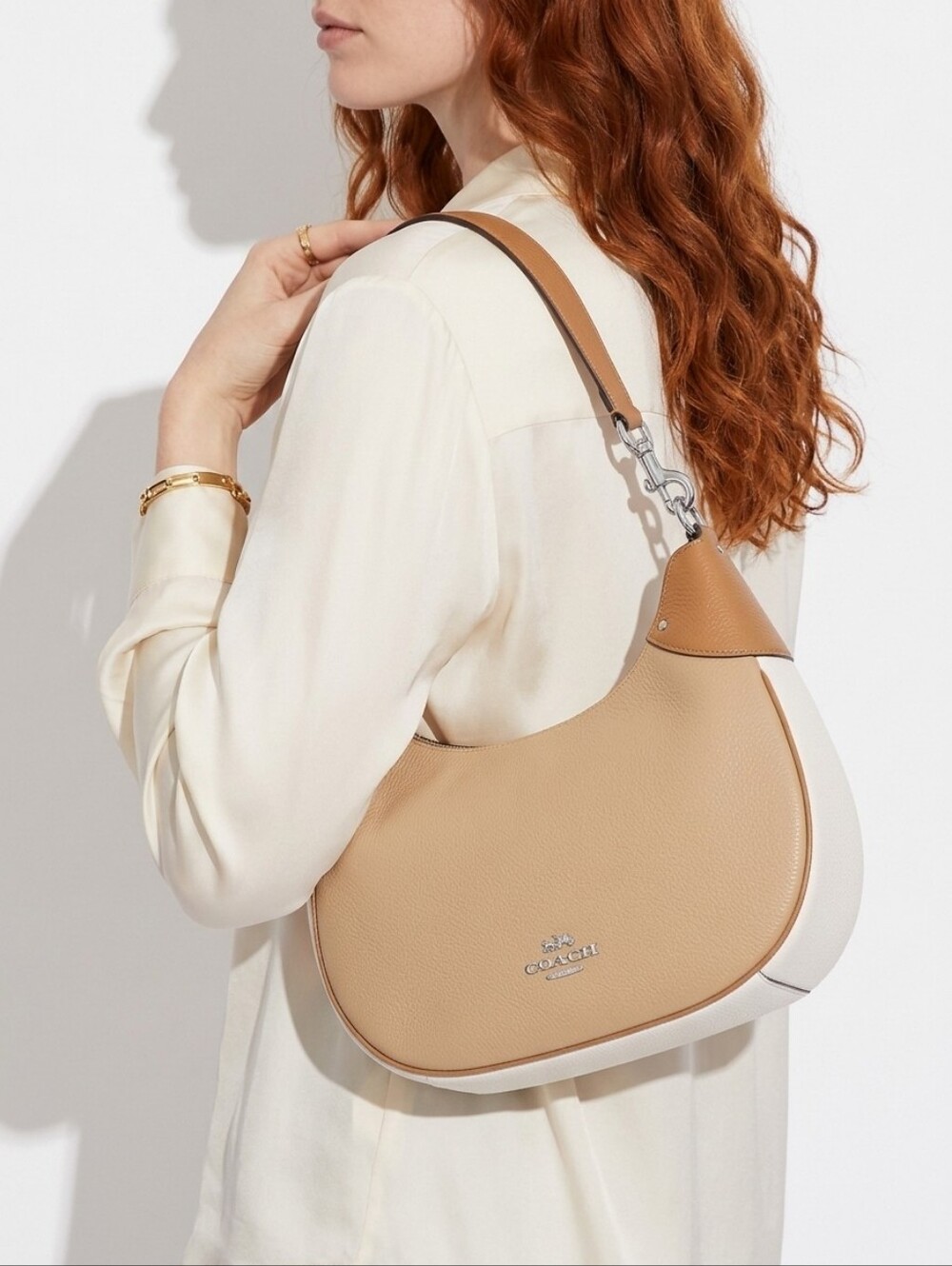 Coach Tan Leather Hobo Beige Handbag‎ Wallet Casual Bag EUC